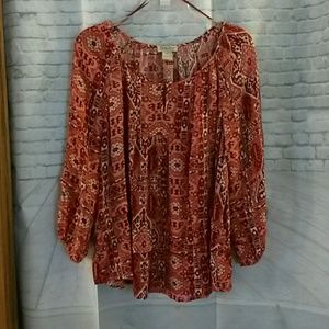 Lucky Brand --Live In Love  peasant blouse.